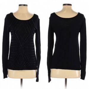 EMU AUSTRALIA 100% Merino Wool Beaded Front Scoop Neck Sweater XS